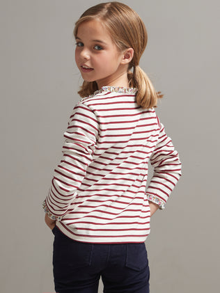 Mädchen T-Shirt im Marine-Look mit Liberty®-Stoff - Bio-Baumwolle