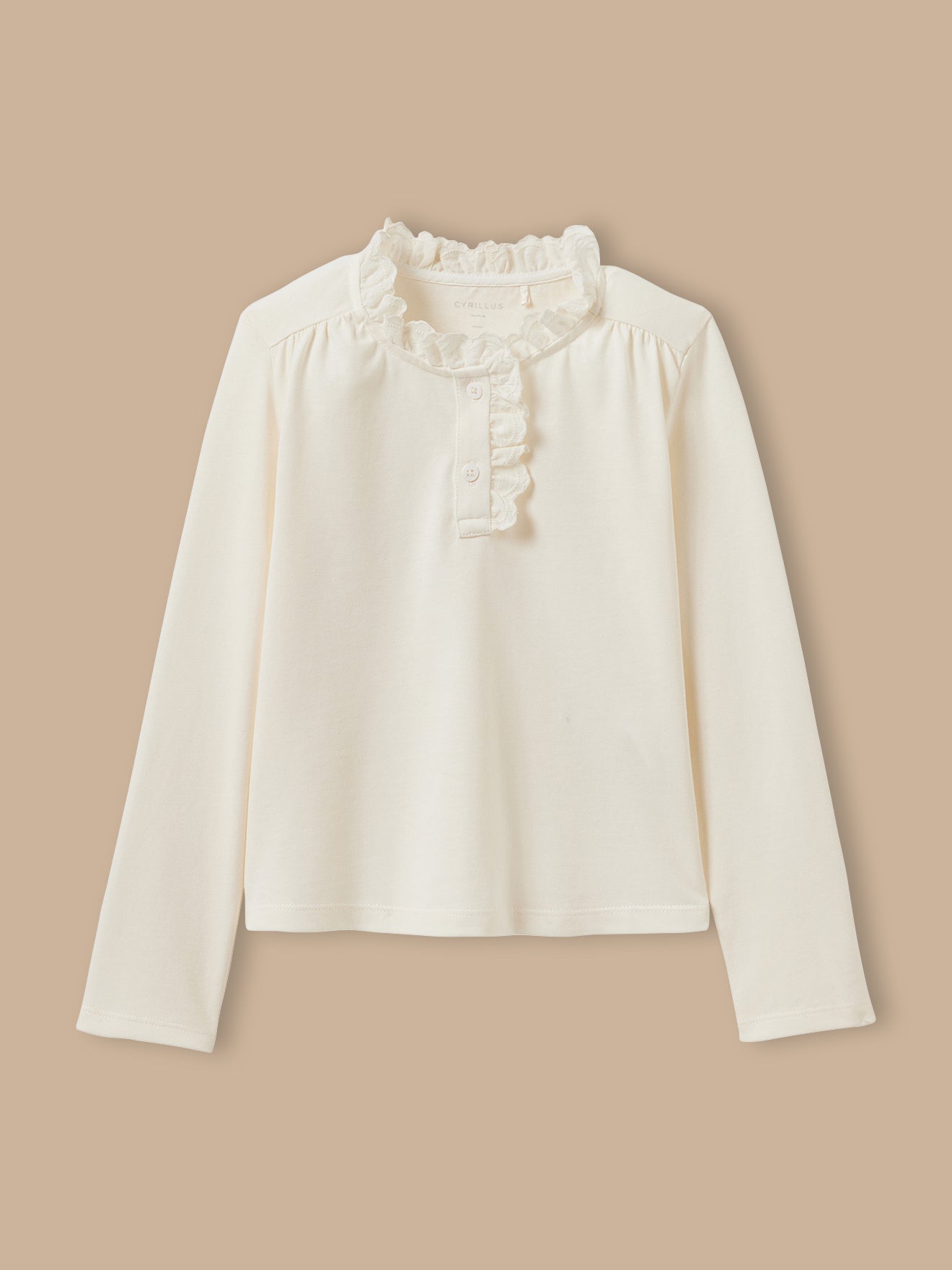 T-shirt Fille col montant brodé - Coton biologique