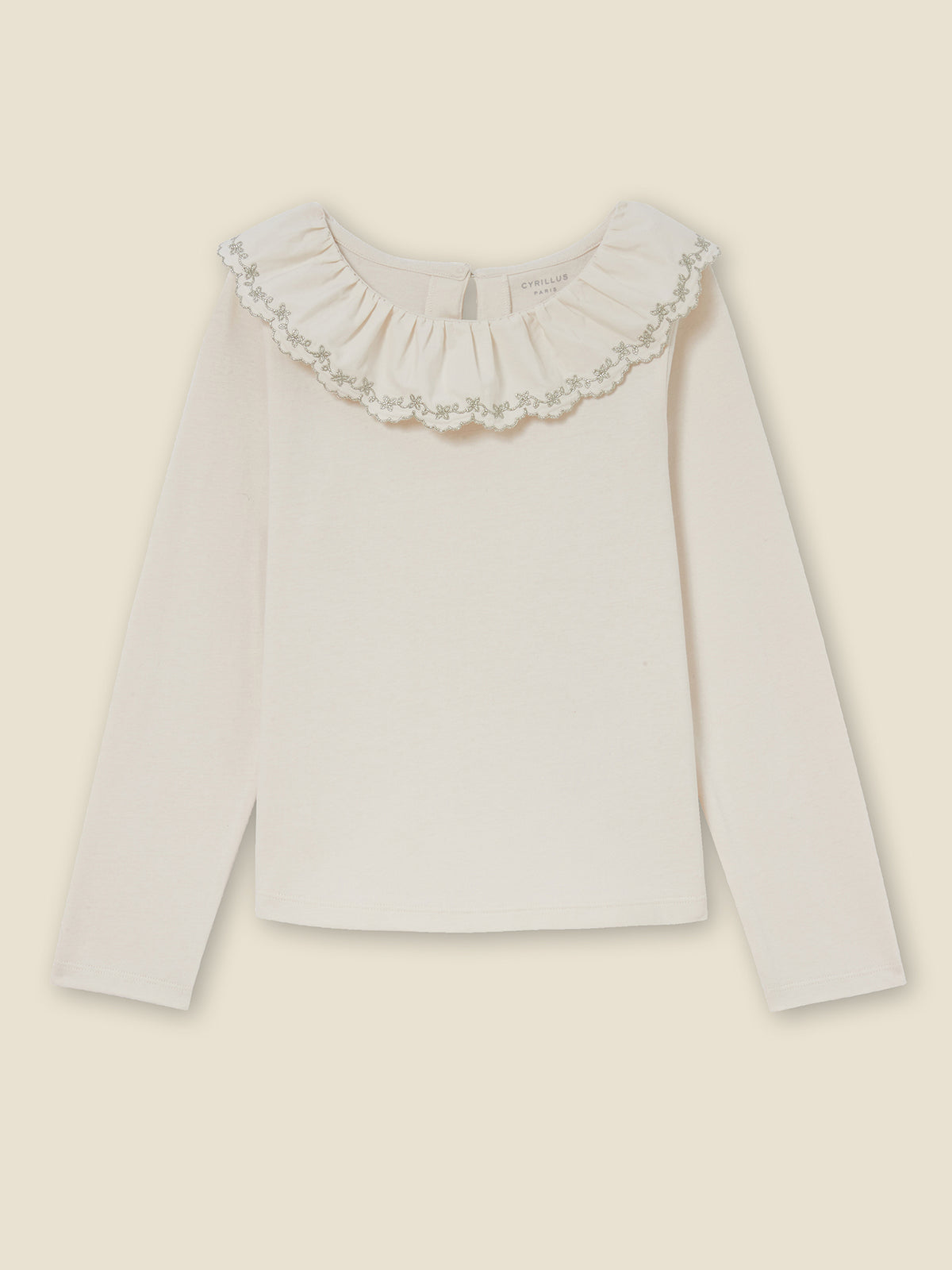 Mädchen-Shirt aus Bio-Baumwolle mit Stickerei am Kragen – Weihnachtskollektion