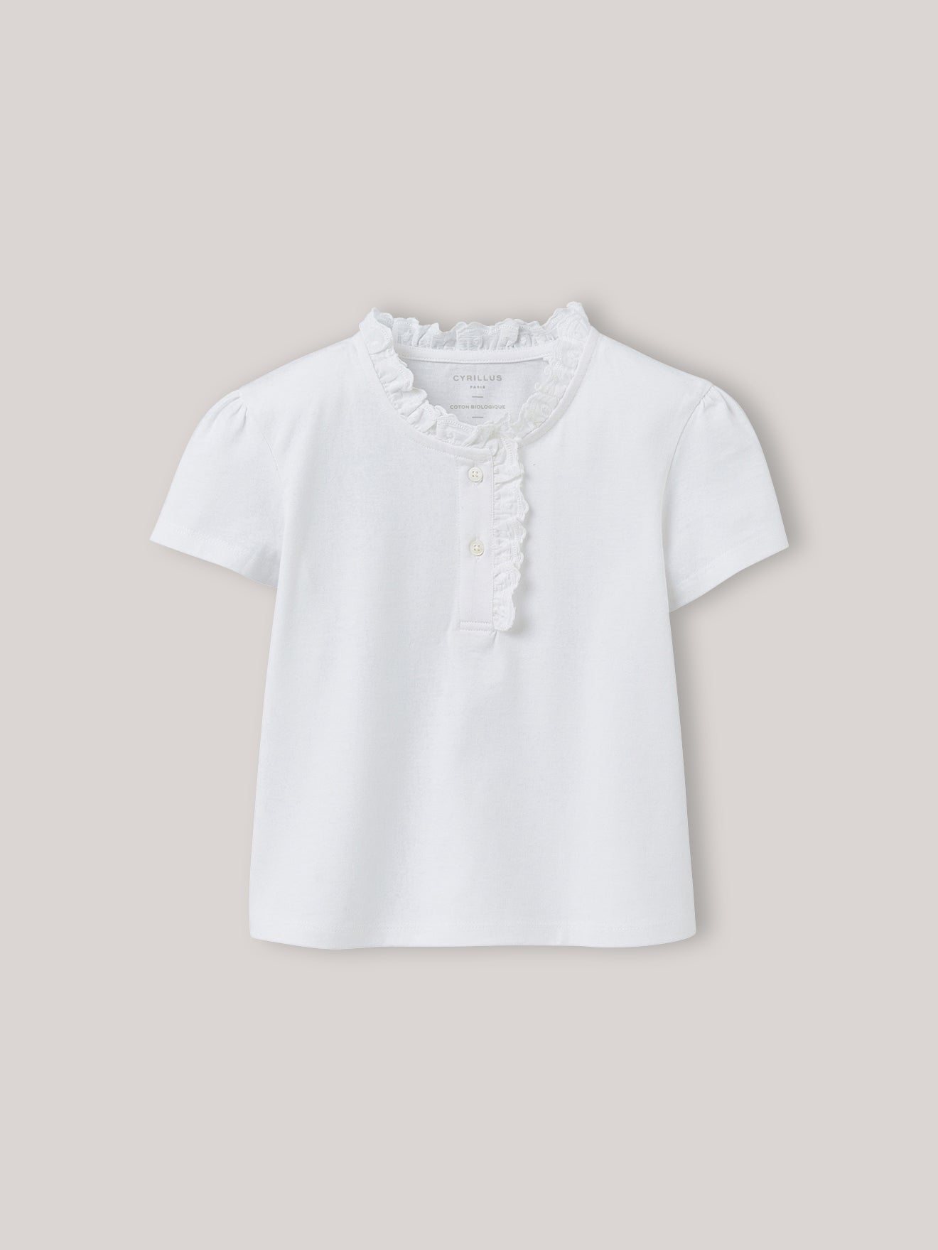 T-shirt Fille à col froufrou - Coton biologique