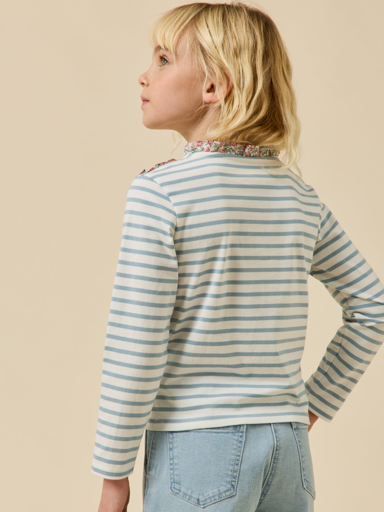 Mädchen-Shirt im Marinelook mit Liberty®-Stoff – Bio-Baumwolle