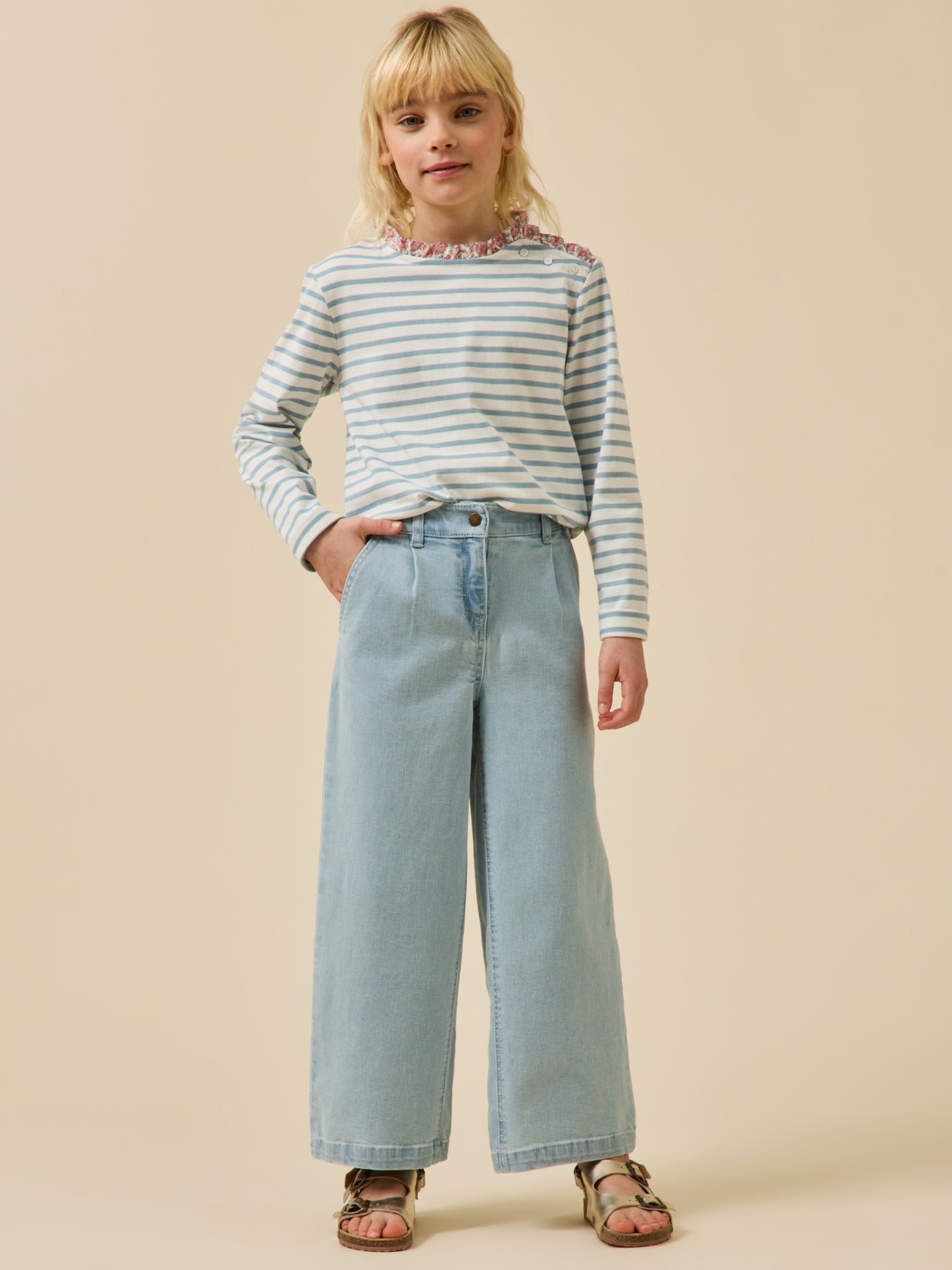 Mädchen-Shirt im Marinelook mit Liberty®-Stoff – Bio-Baumwolle