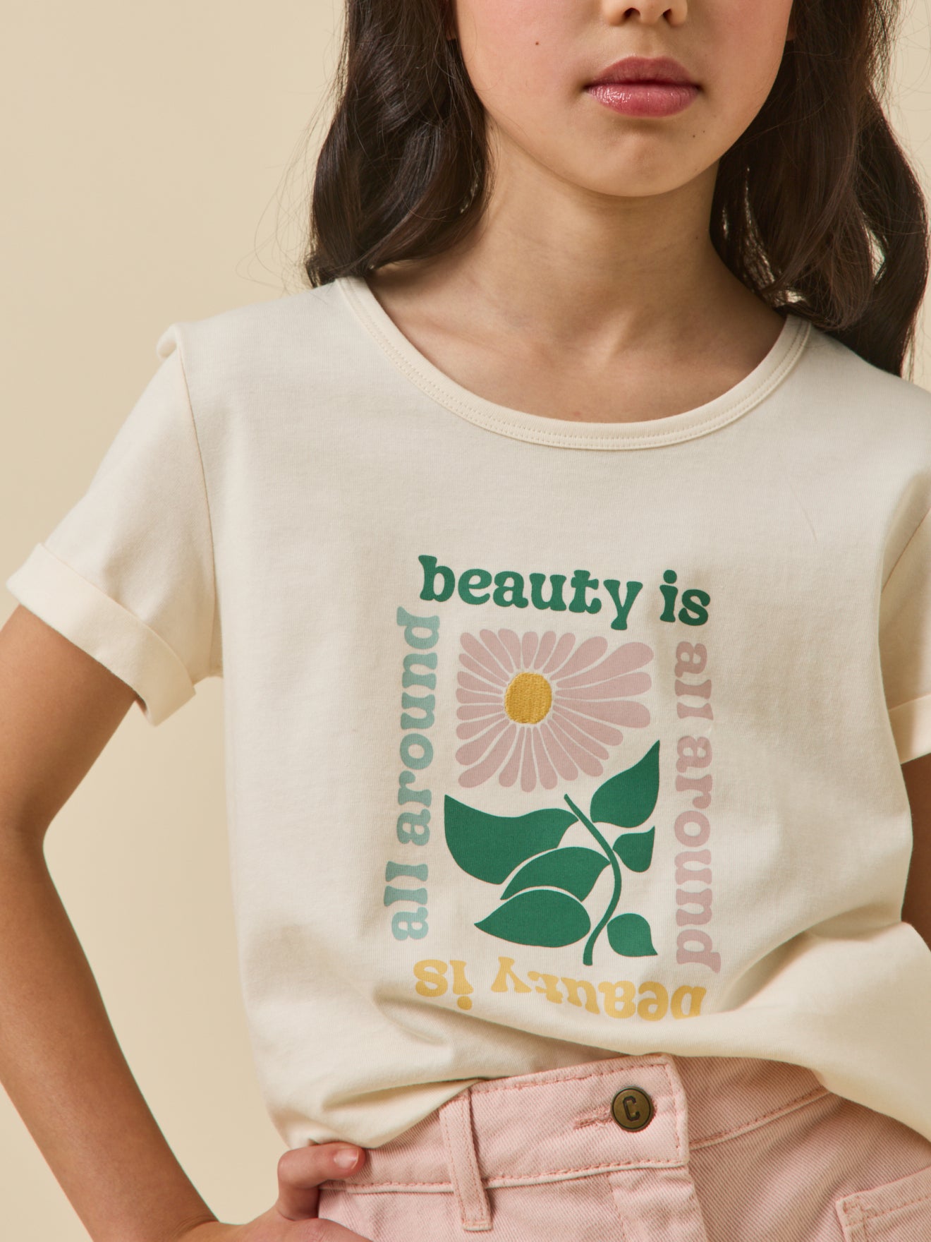 Mädchen T-Shirt mit Blumenmotiv – Bio-Baumwolle