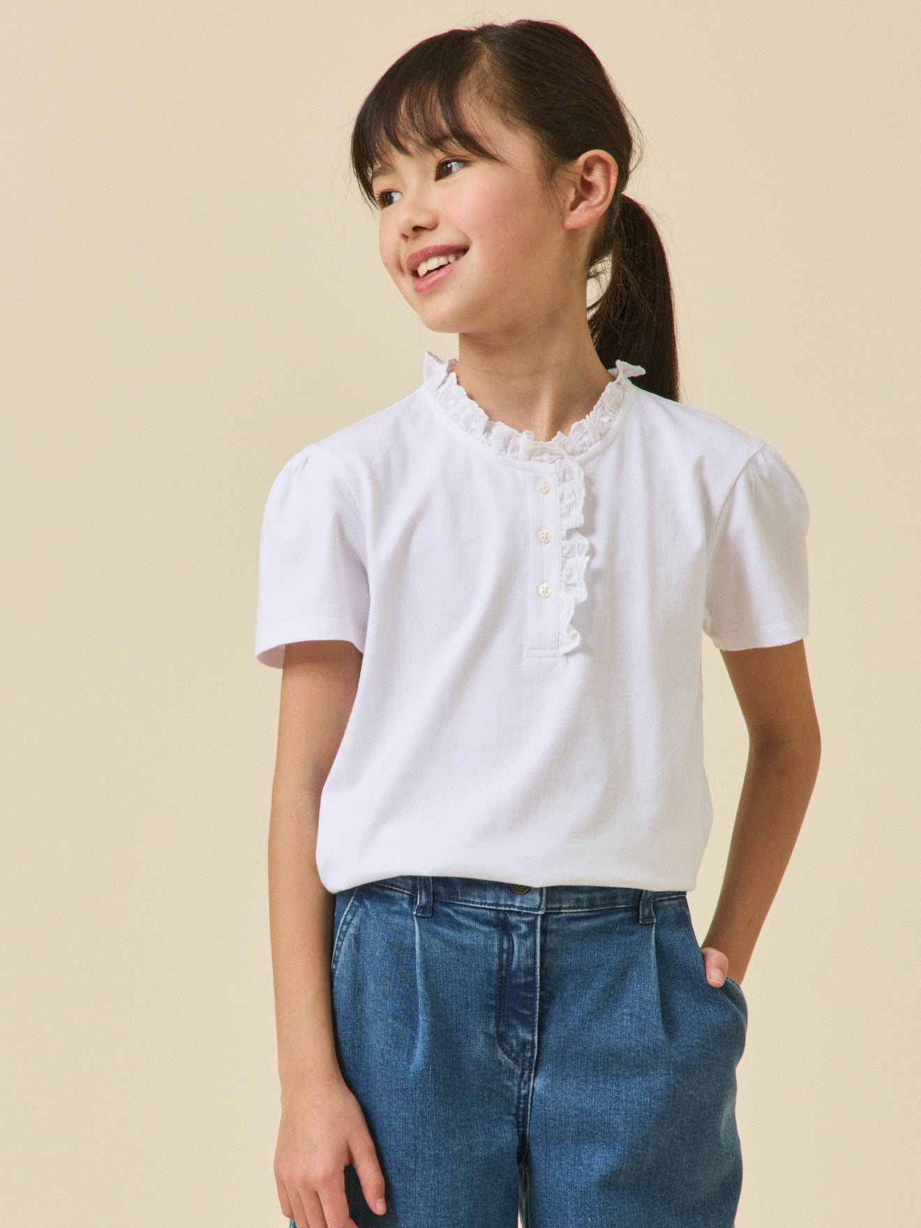 T-shirt Fille à col froufrou - Collection Junior