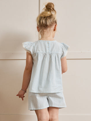 Mädchen Kurz-Pyjama aus Baumwolle mit Streifenmuster