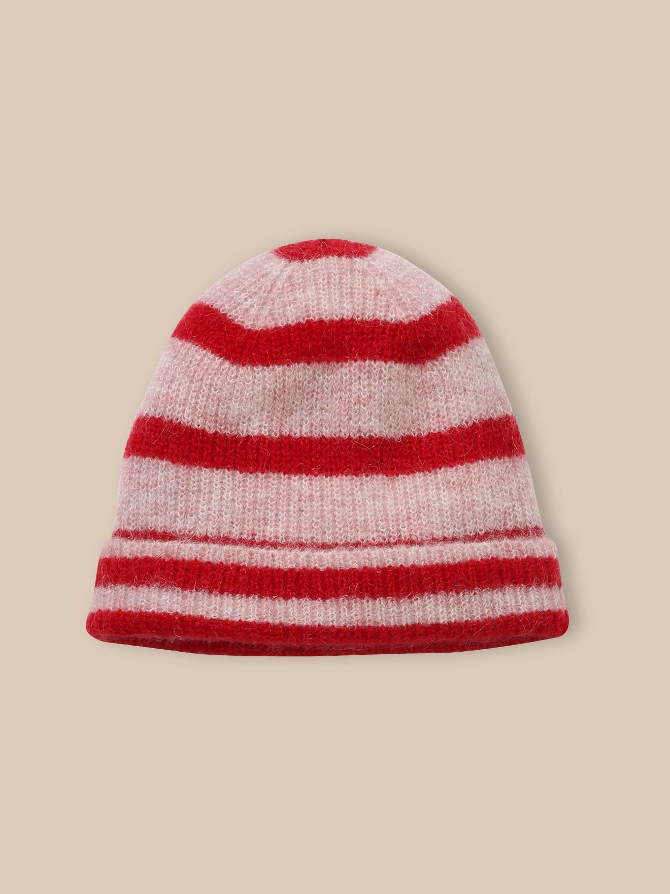 Mädchen-Mütze aus gestreifter Wolle und Mohair