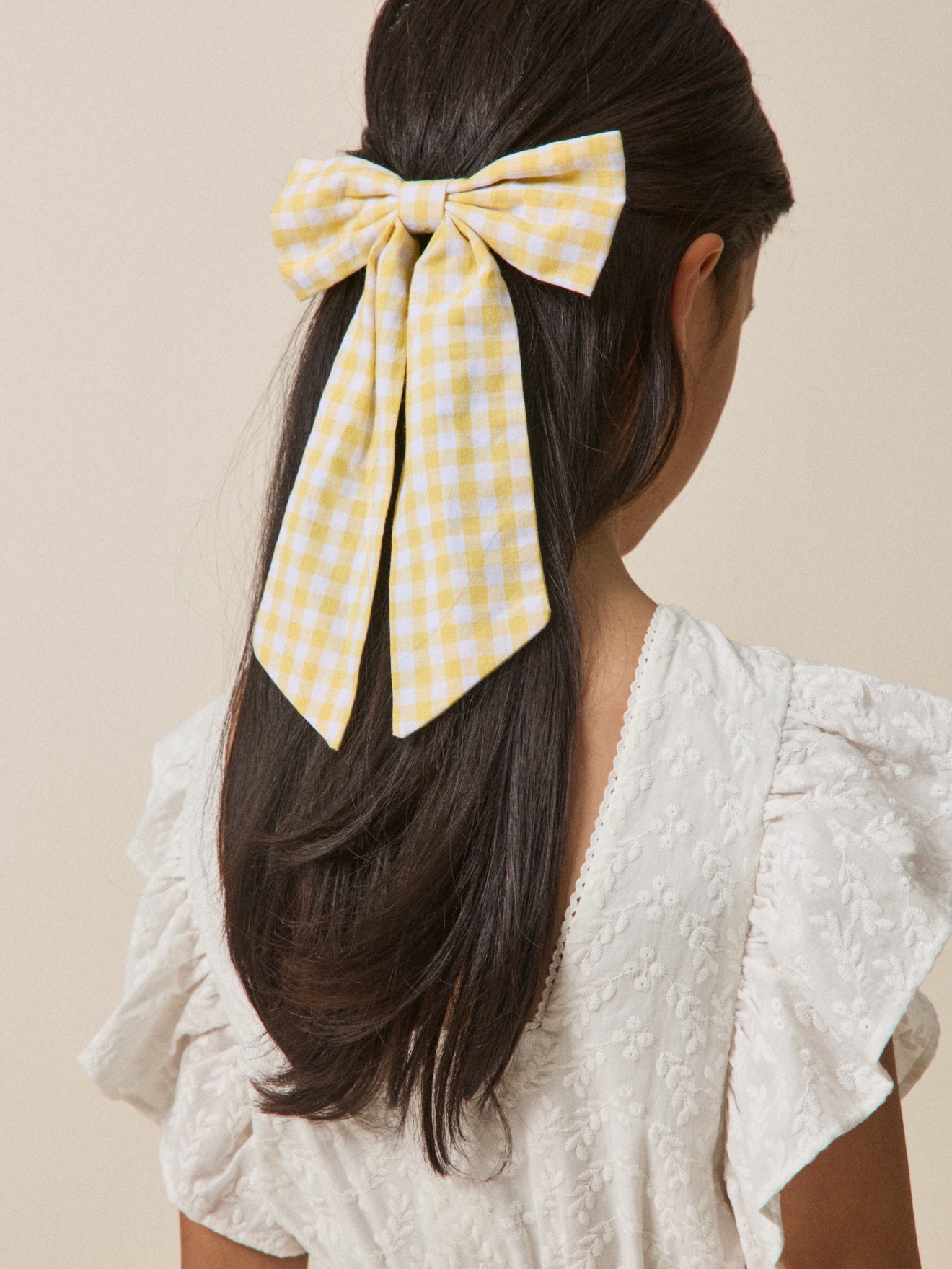 Mädchen-Haarspange mit grosser Schleife aus Vichy-Stoff