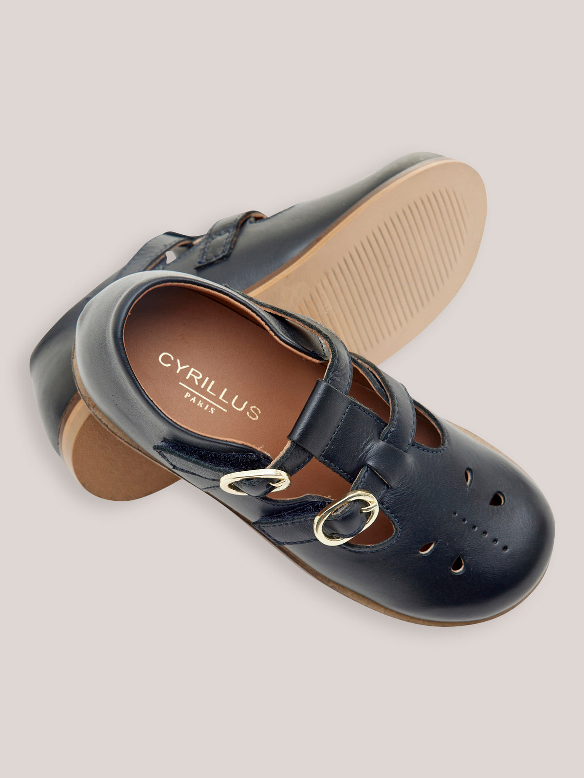 Mädchen-Spangenschuhe aus Leder mit Metallschnalle