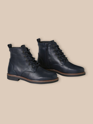 Bottines en cuir à lacets Fille