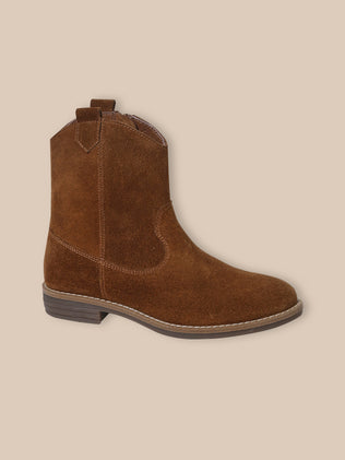 Boots western en croûte de cuir Fille