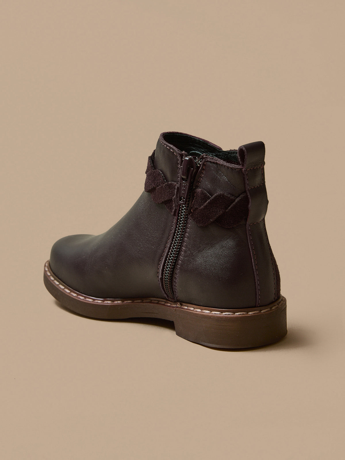 Boots tresse en cuir Fille