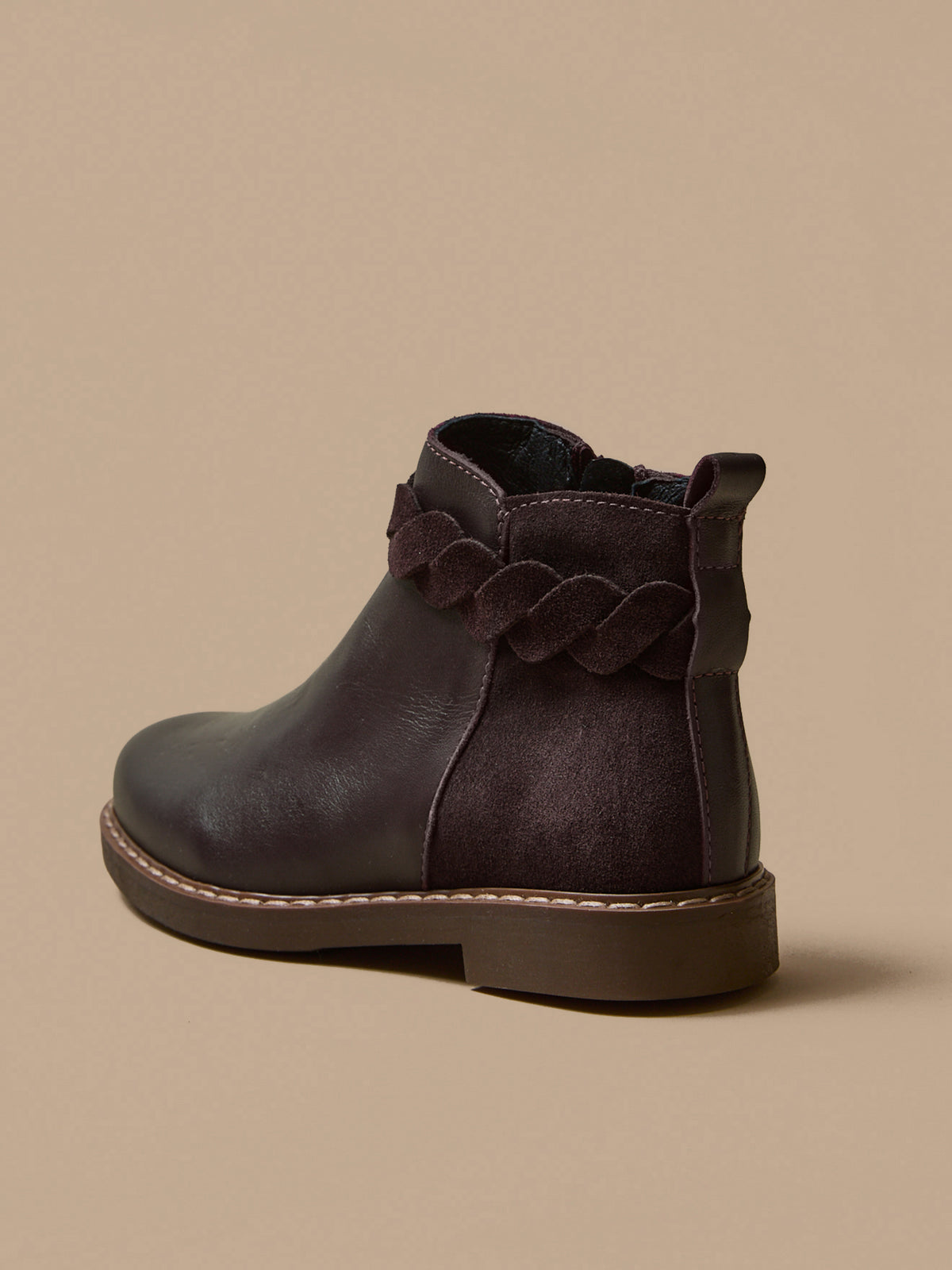 Boots tresse en cuir Fille