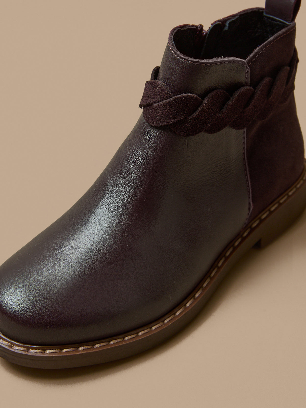 Boots tresse en cuir Fille