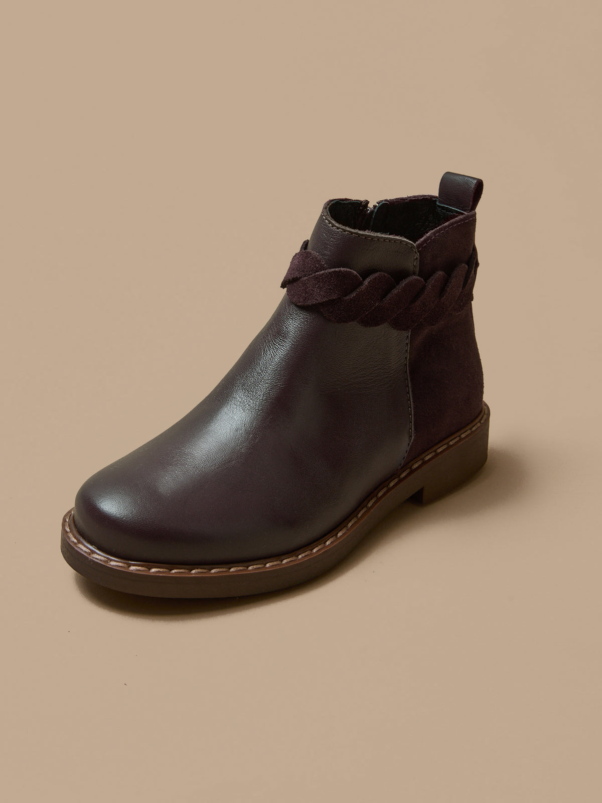 Boots tresse en cuir Fille