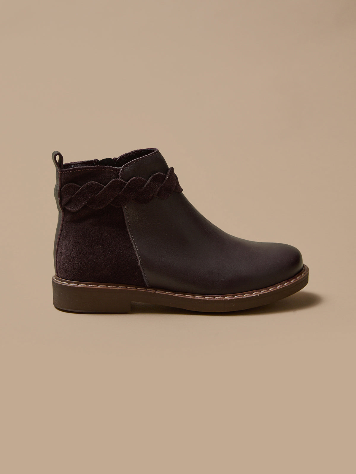 Boots tresse en cuir Fille