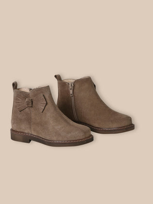Boots noeud en cuir velours Fille