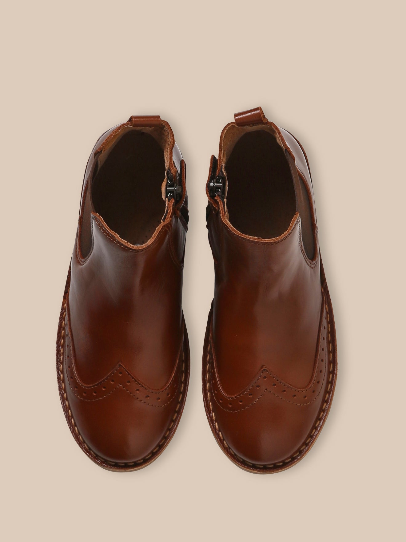 Mädchen-Boots mit Blütenkappe aus Leder