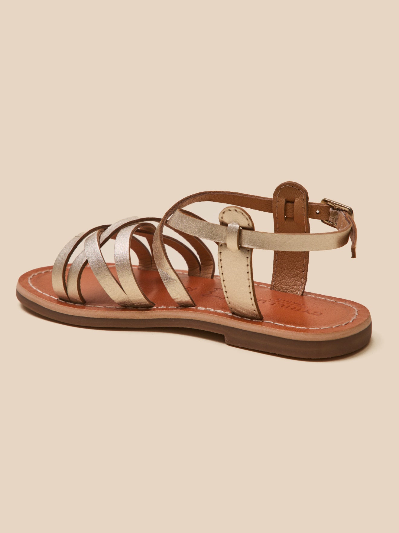 Mädchen-Sandalen aus goldfarbenem Leder