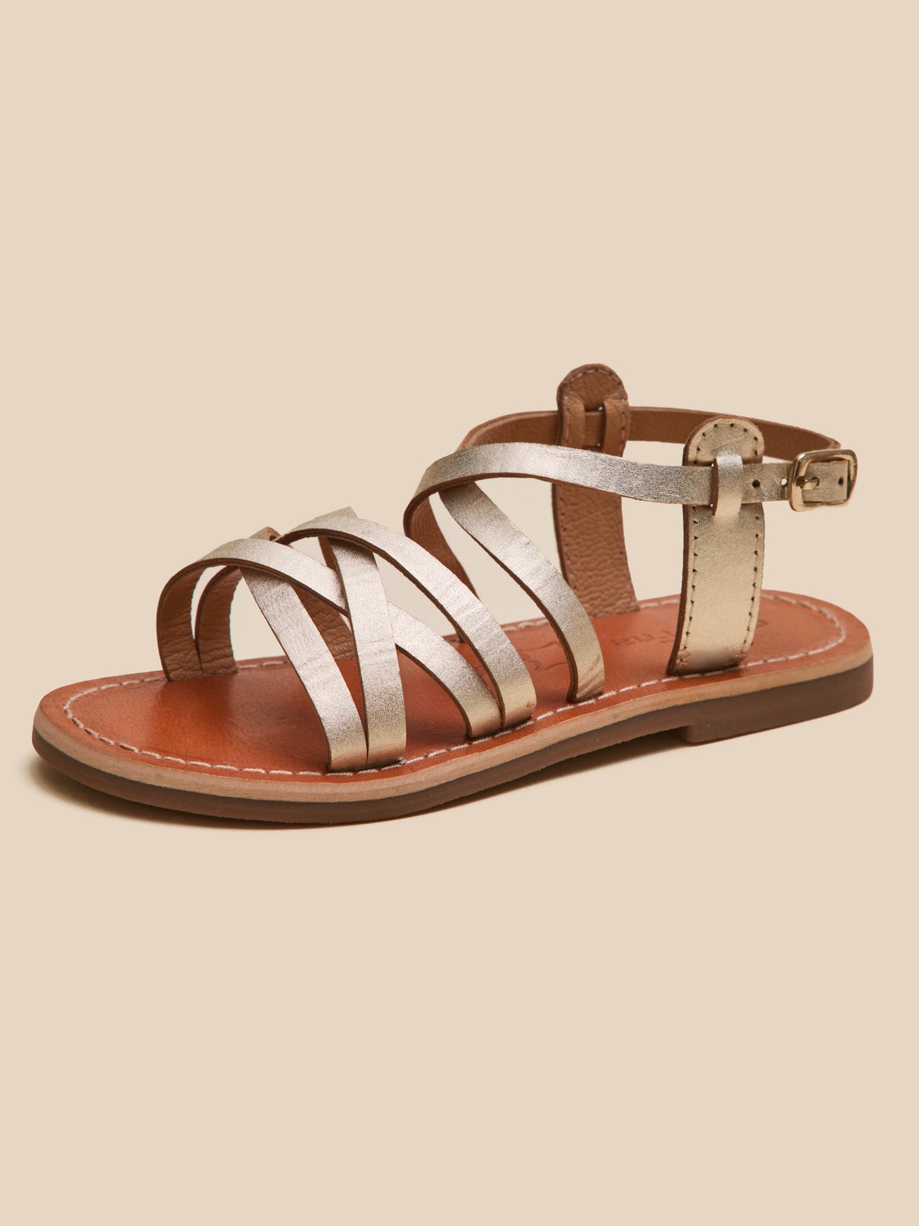 Mädchen-Sandalen aus goldfarbenem Leder