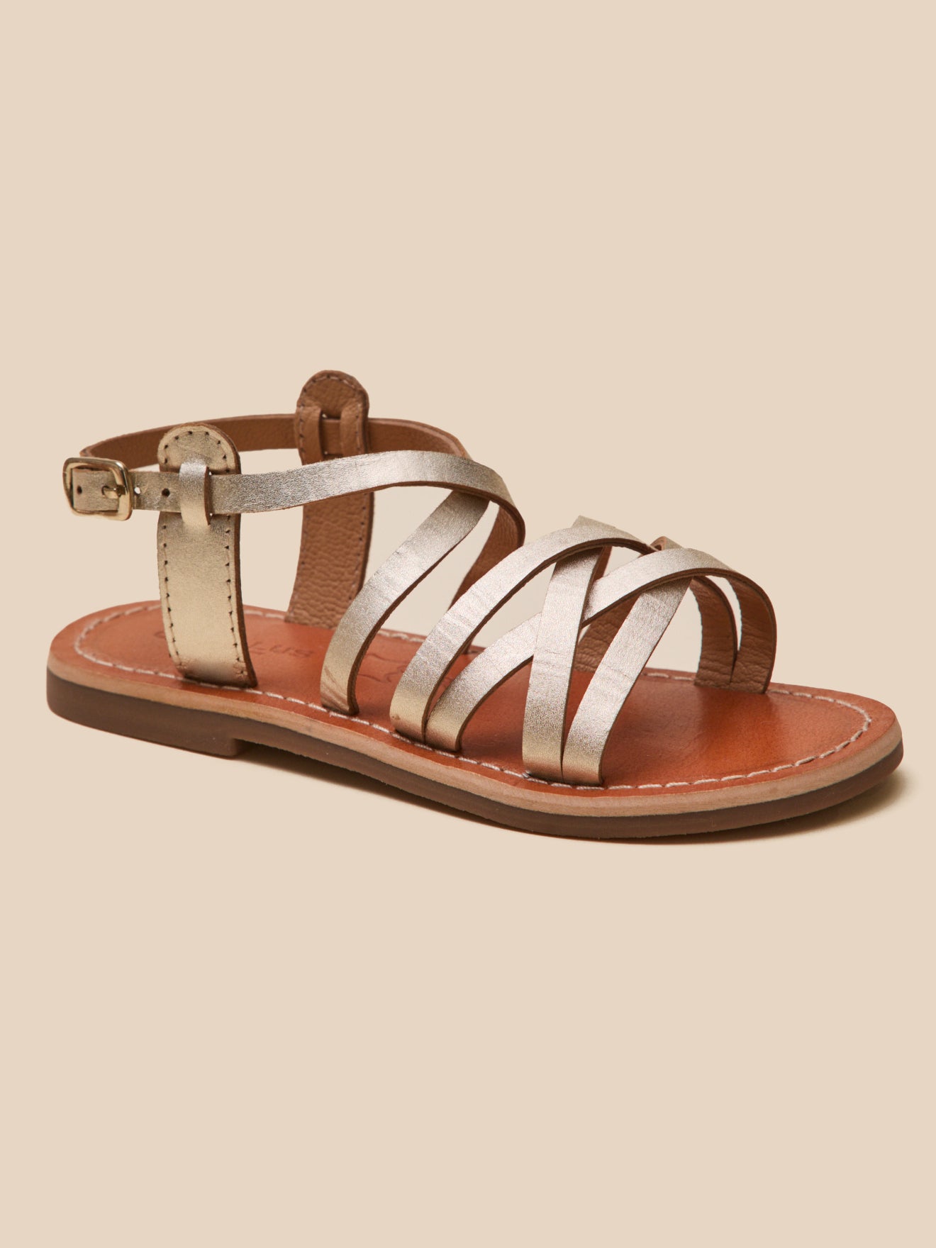 Mädchen-Sandalen aus goldfarbenem Leder