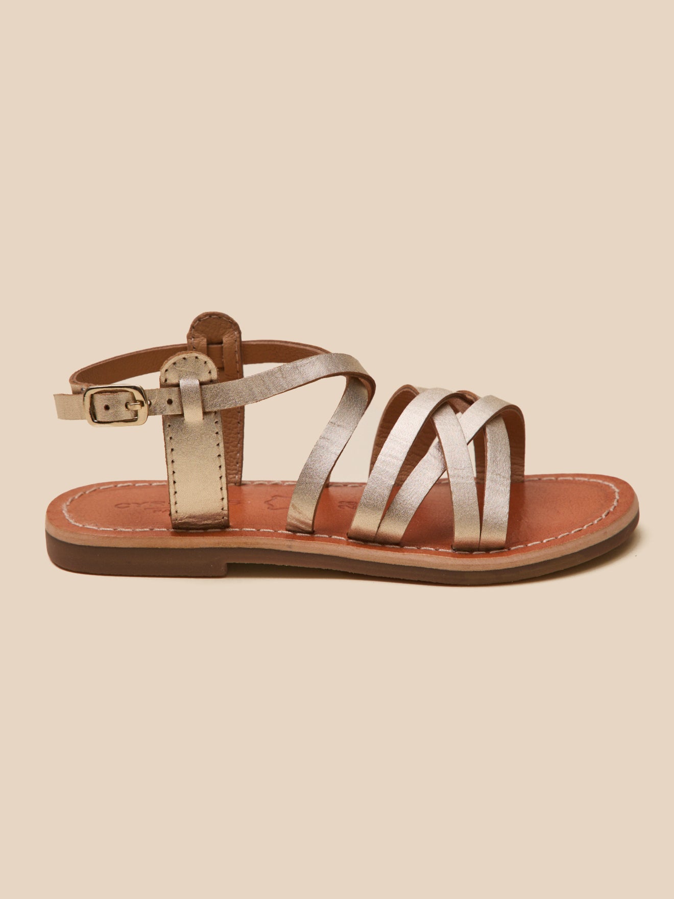 Mädchen-Sandalen aus goldfarbenem Leder