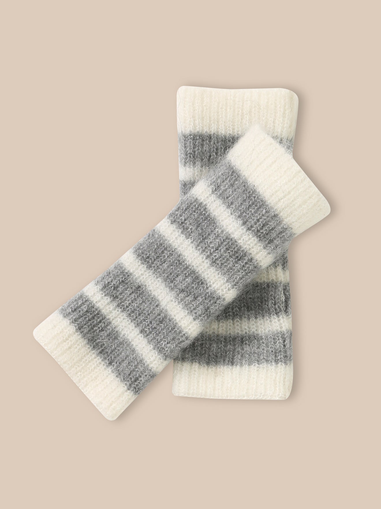 Mädchen-Stulpen aus gestreifter Wolle und Mohair