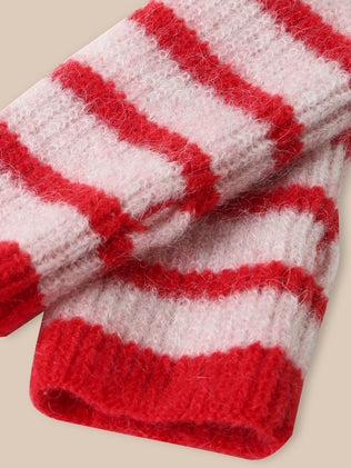 Gestreifte Fäustlinge Wolle und Mohair Mädchen