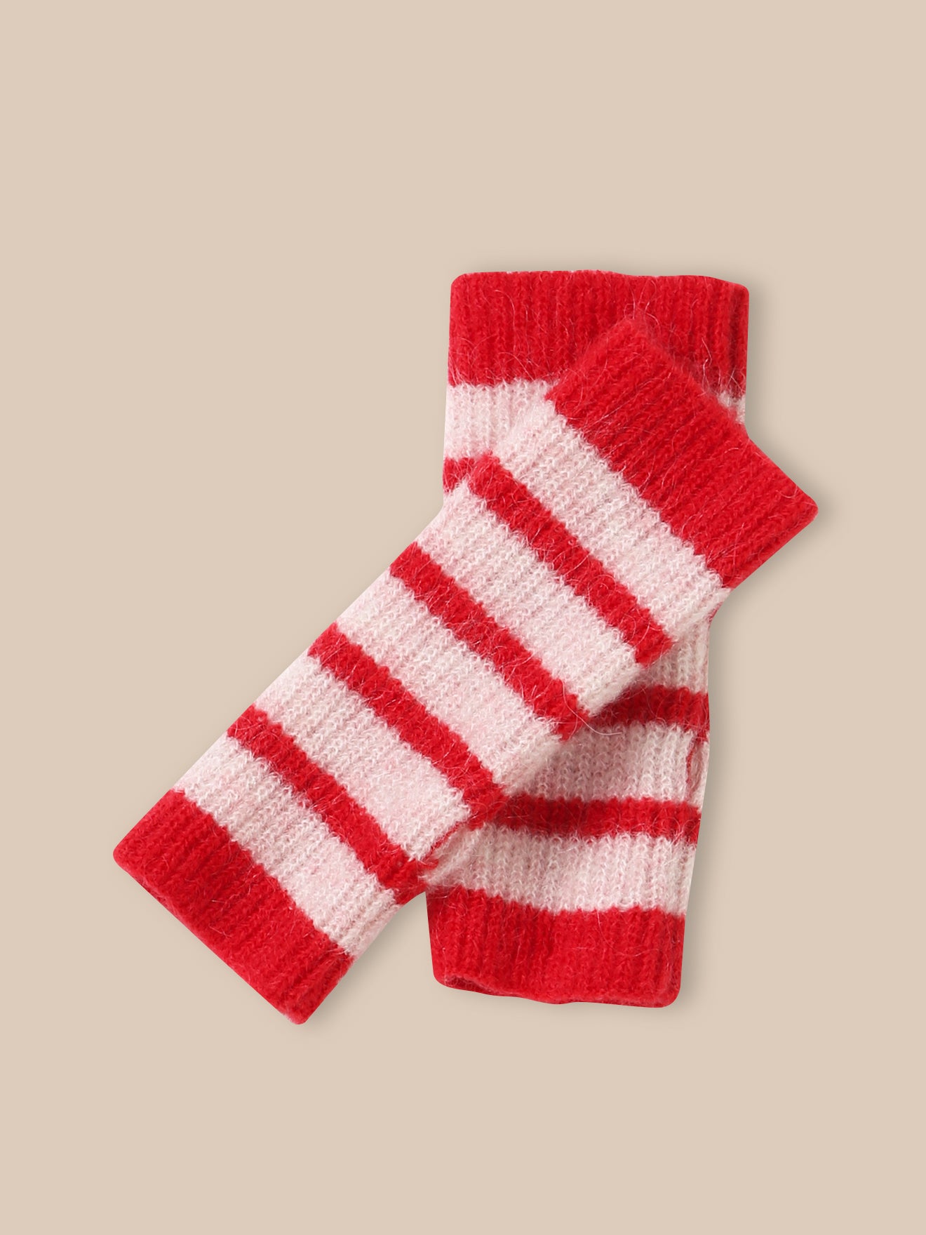 Mädchen-Stulpen aus gestreifter Wolle und Mohair