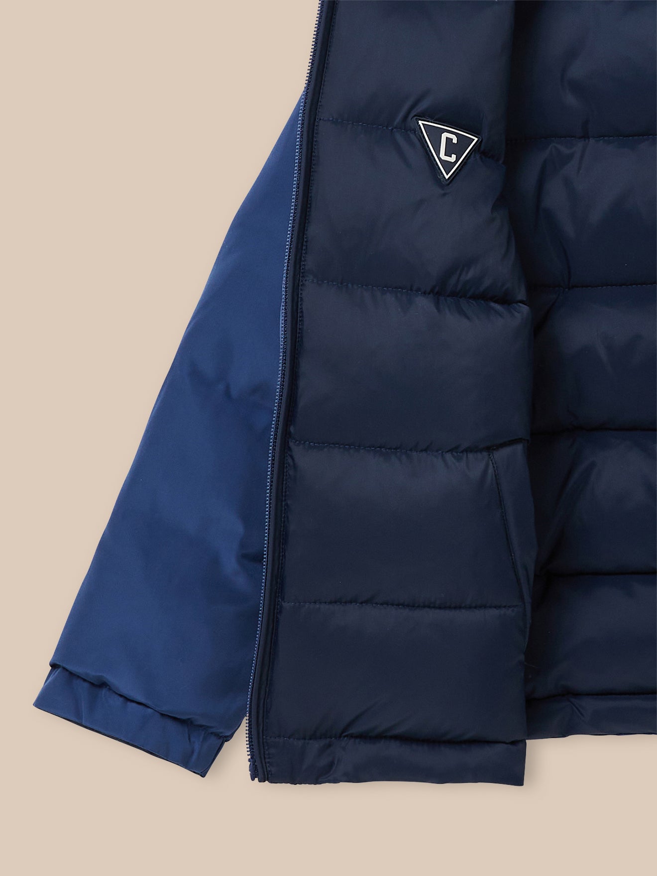 Jungen-Daunenjacke mit Federn und Daunen, wendbar