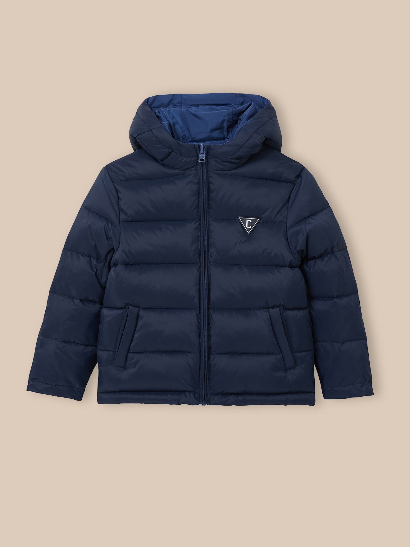 Jungen-Daunenjacke mit Federn und Daunen, wendbar