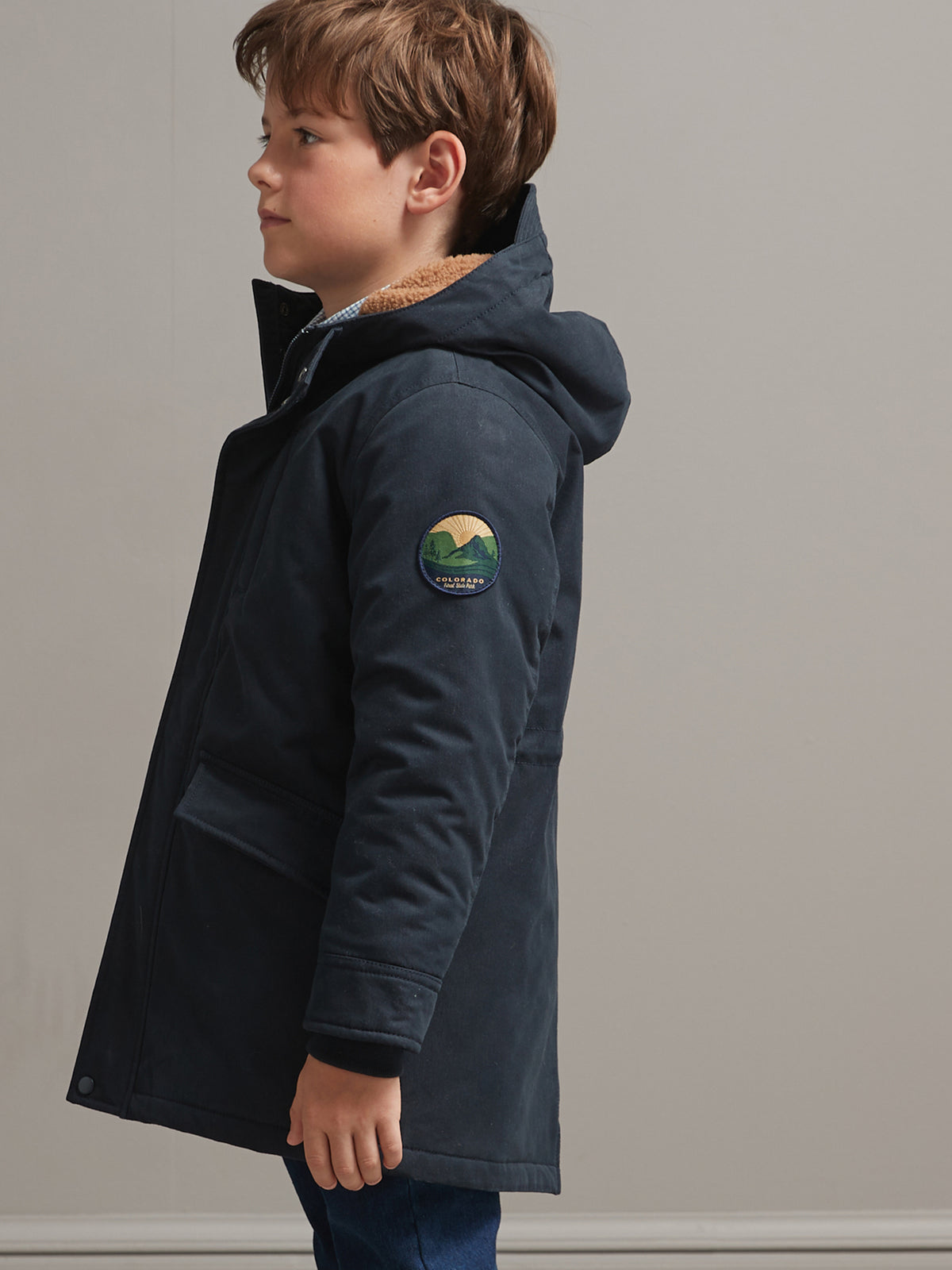Jungen-Parka mit Sherpa-Futter