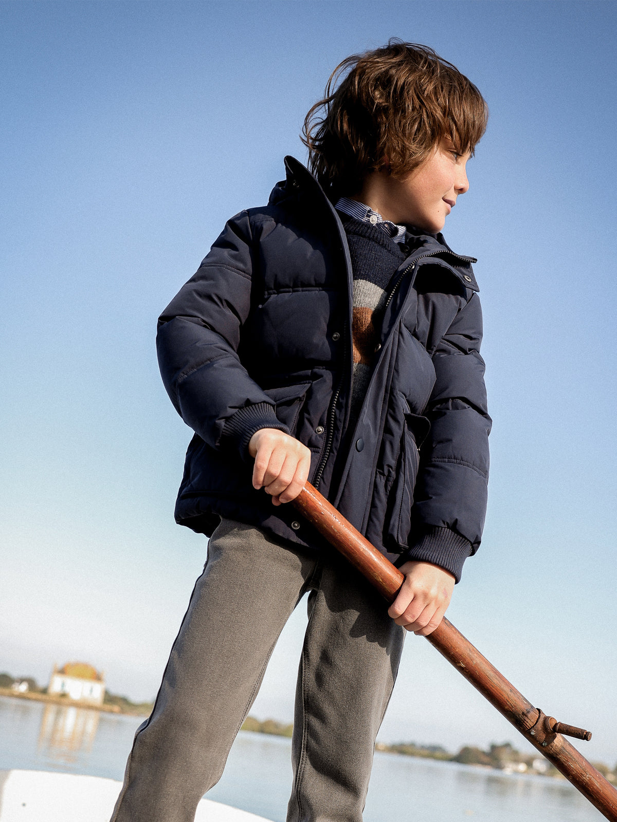 Jungen-Steppjacke mit Kapuze