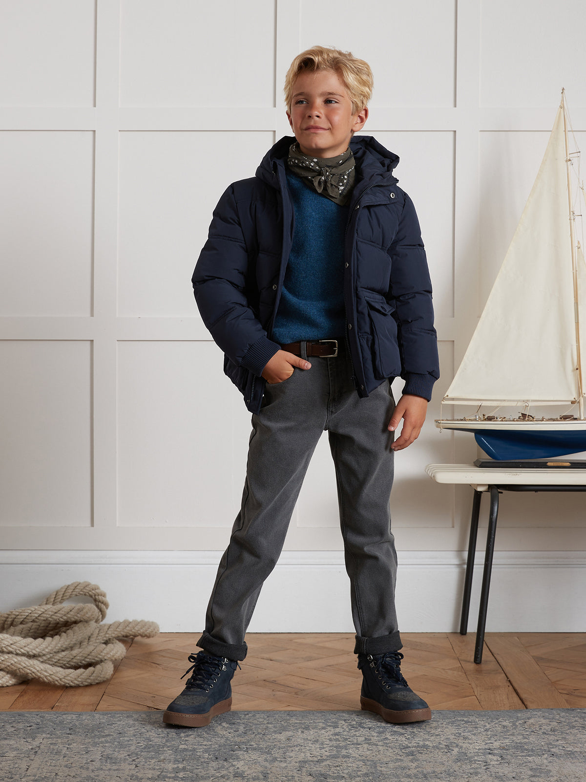 Jungen-Steppjacke mit Kapuze