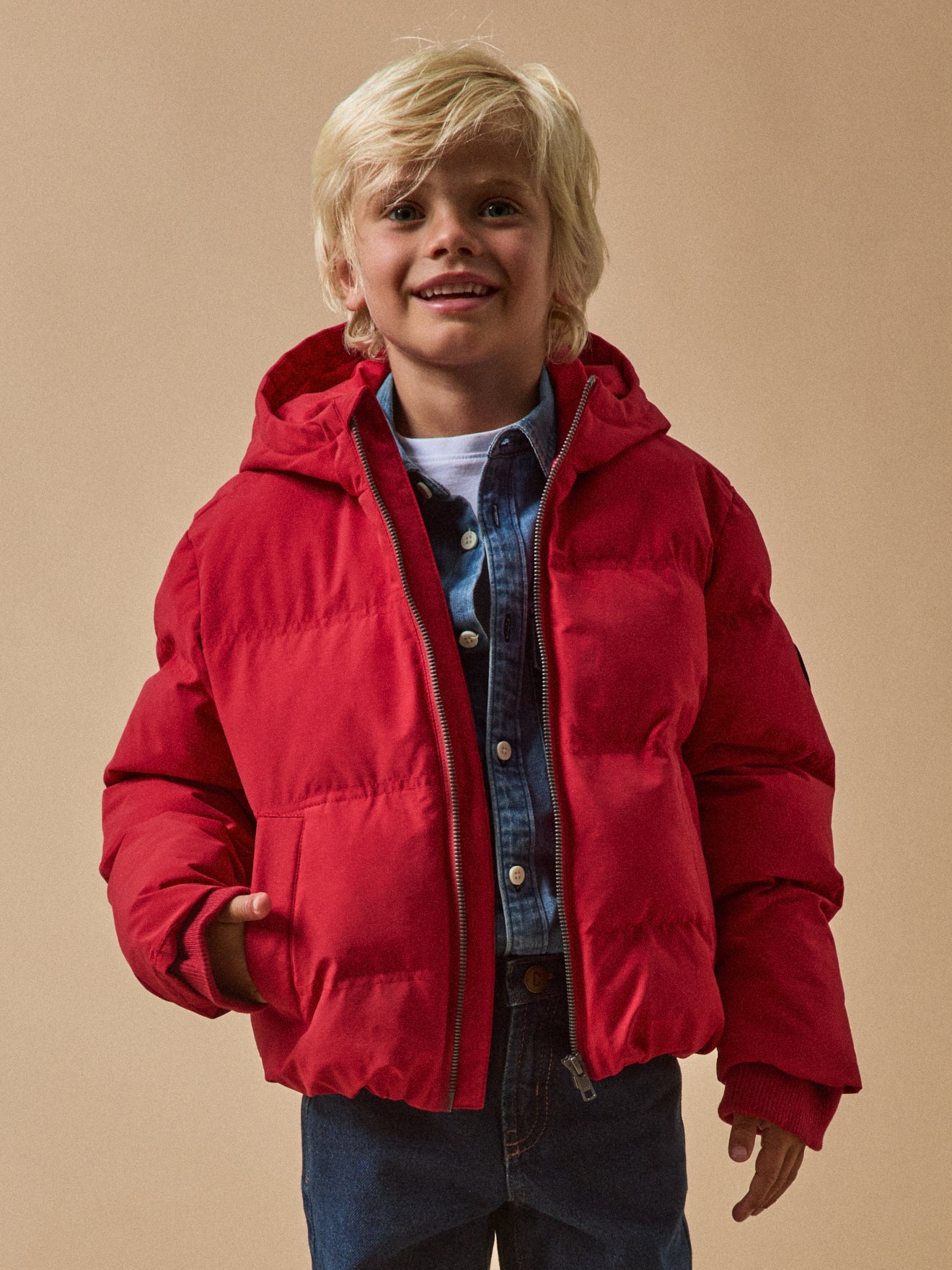 Jungen-Steppjacke mit Kapuze