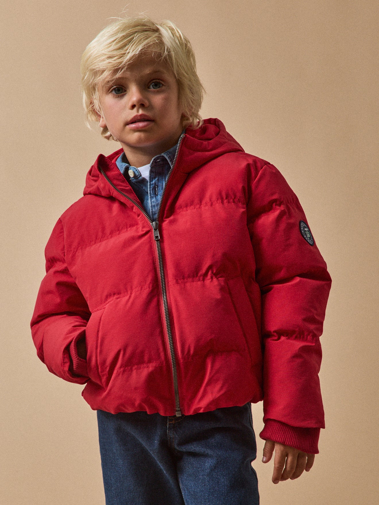 Jungen-Steppjacke mit Kapuze