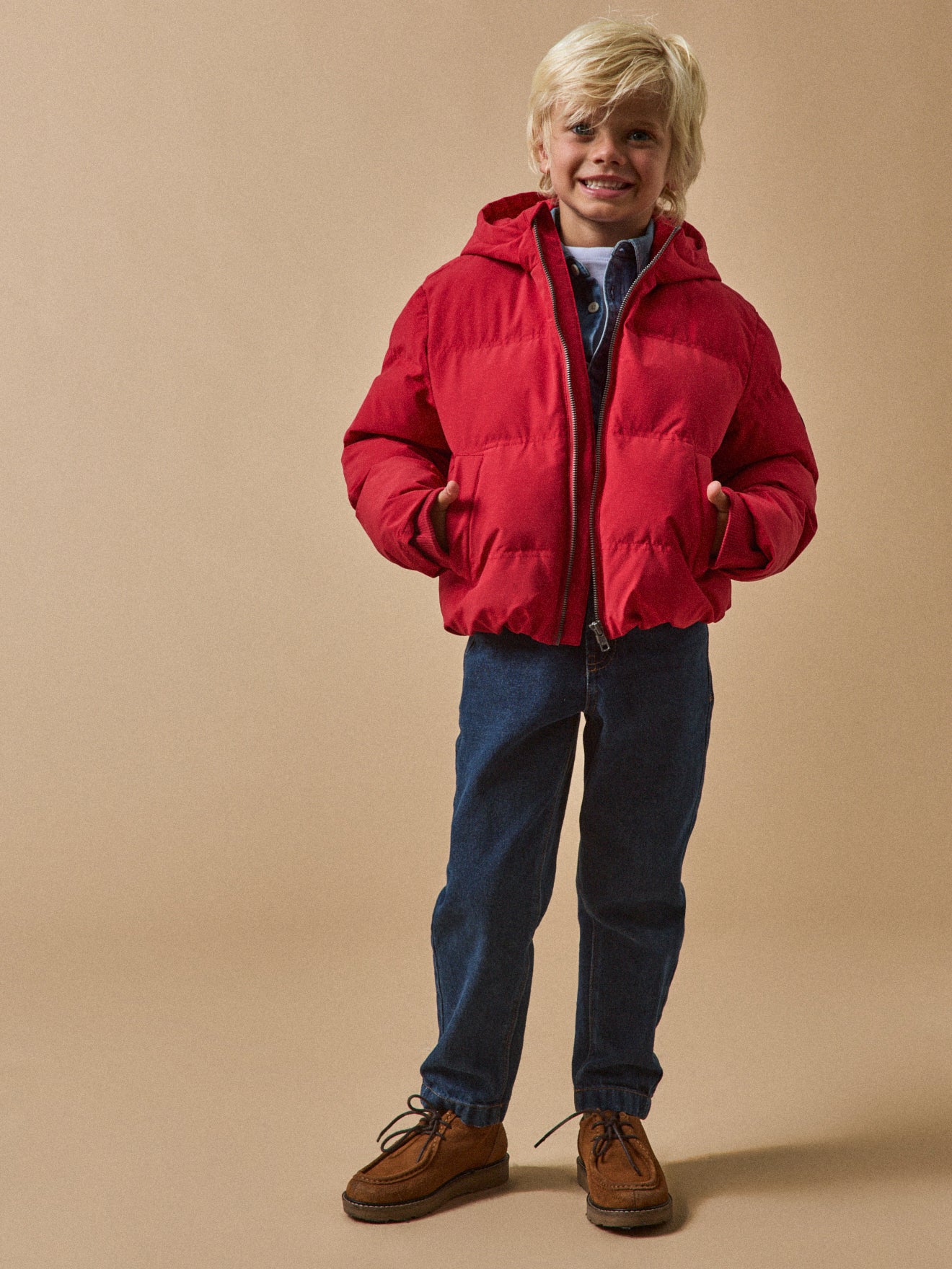 Jungen-Steppjacke mit Kapuze