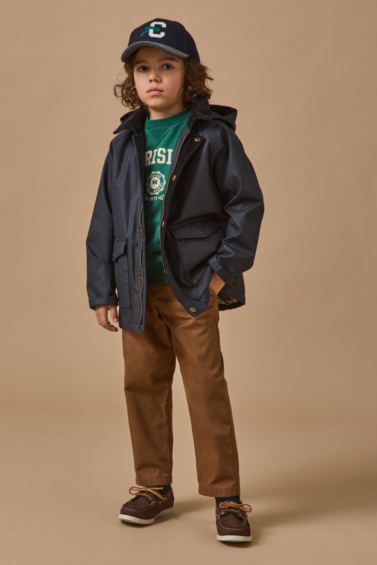 Jungen-Jacke aus beschichteter Baumwolle