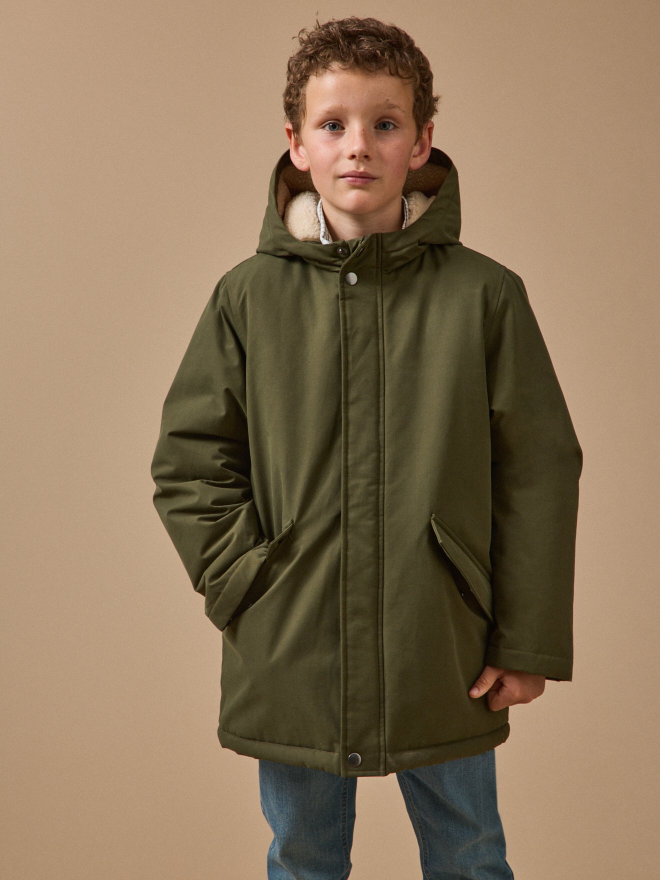 Jungen-Parka mit Sherpa-Futter
