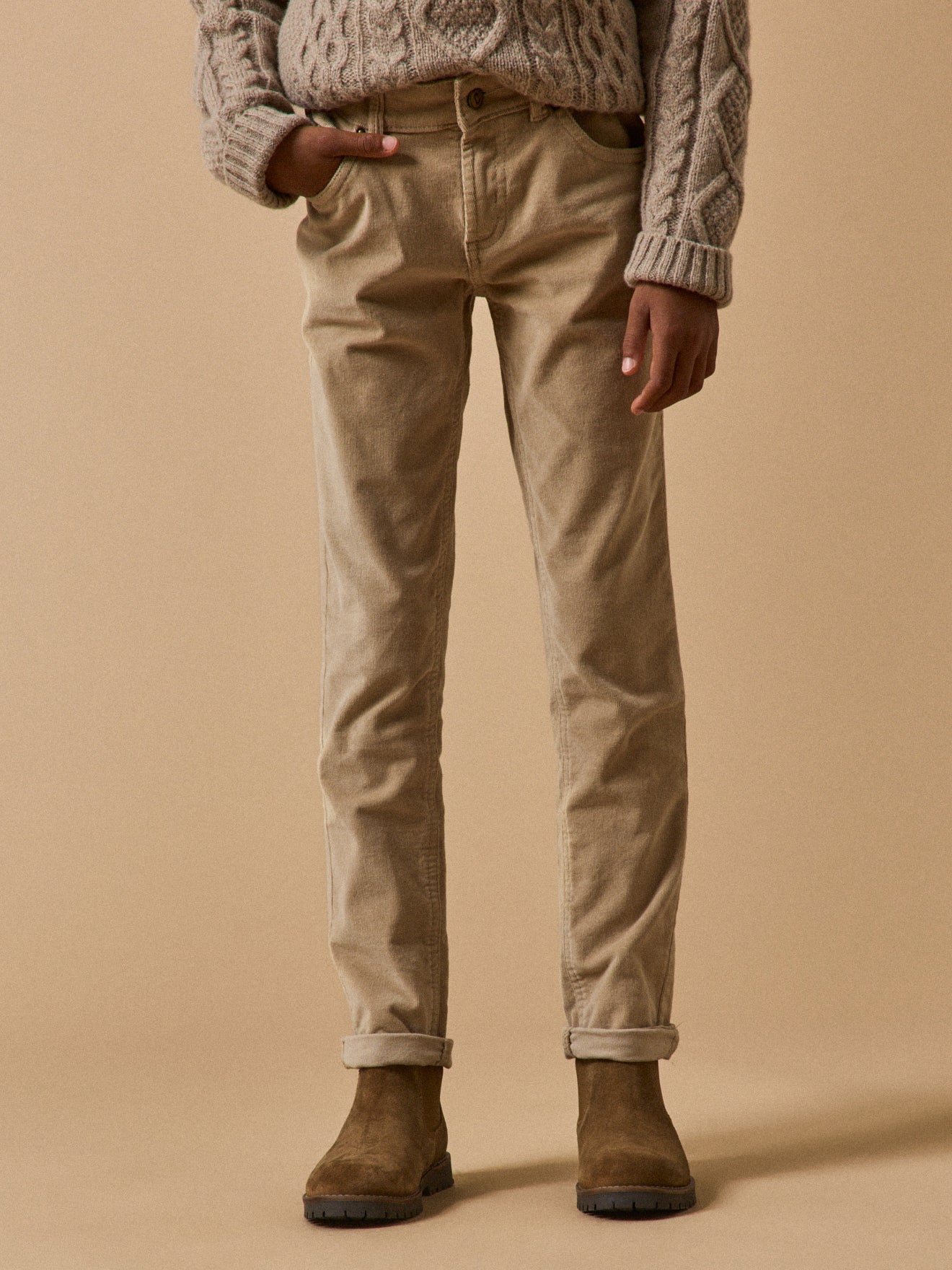 Jungen Slim Fit Hose aus Velours