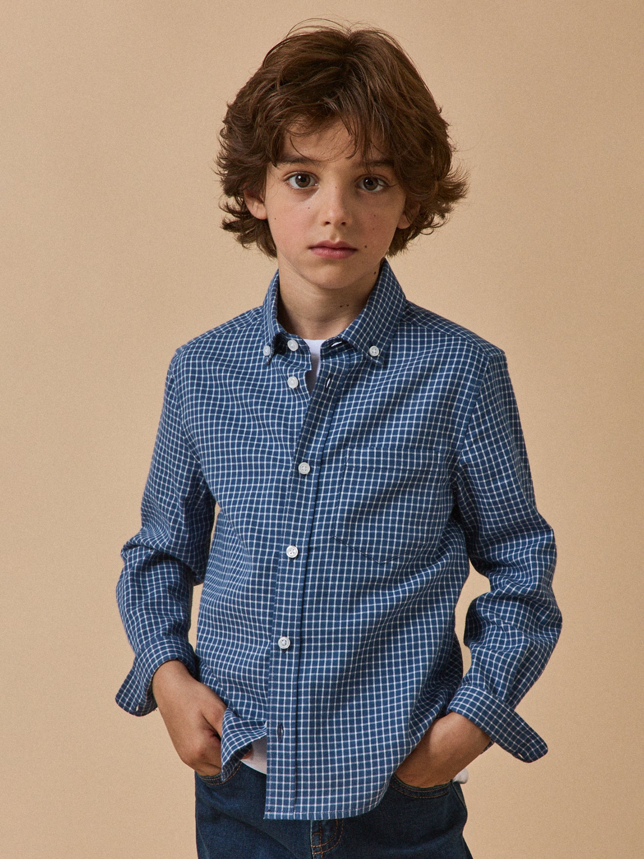Jungenhemd in Flanelloptik mit Karomuster