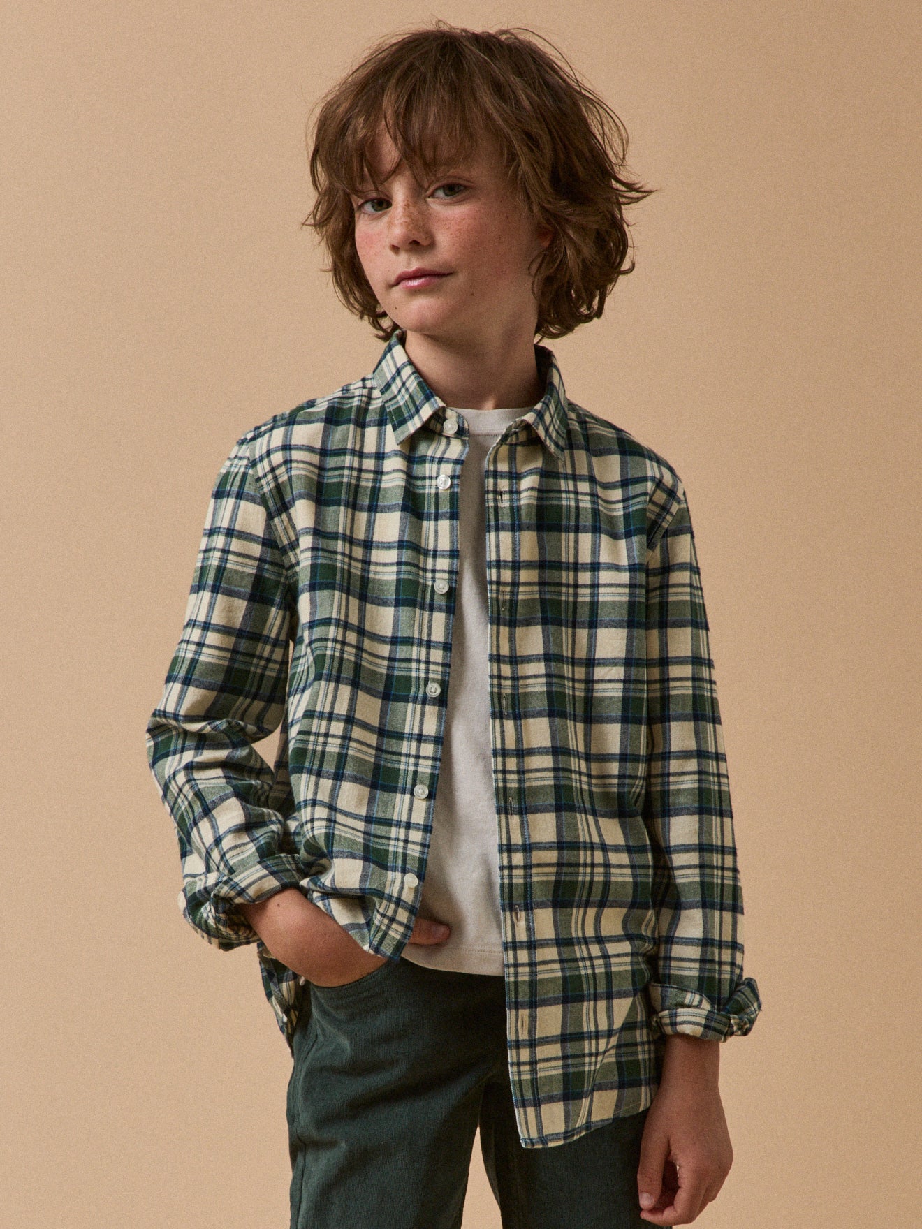 Jungenhemd in Flanelloptik mit Karomuster