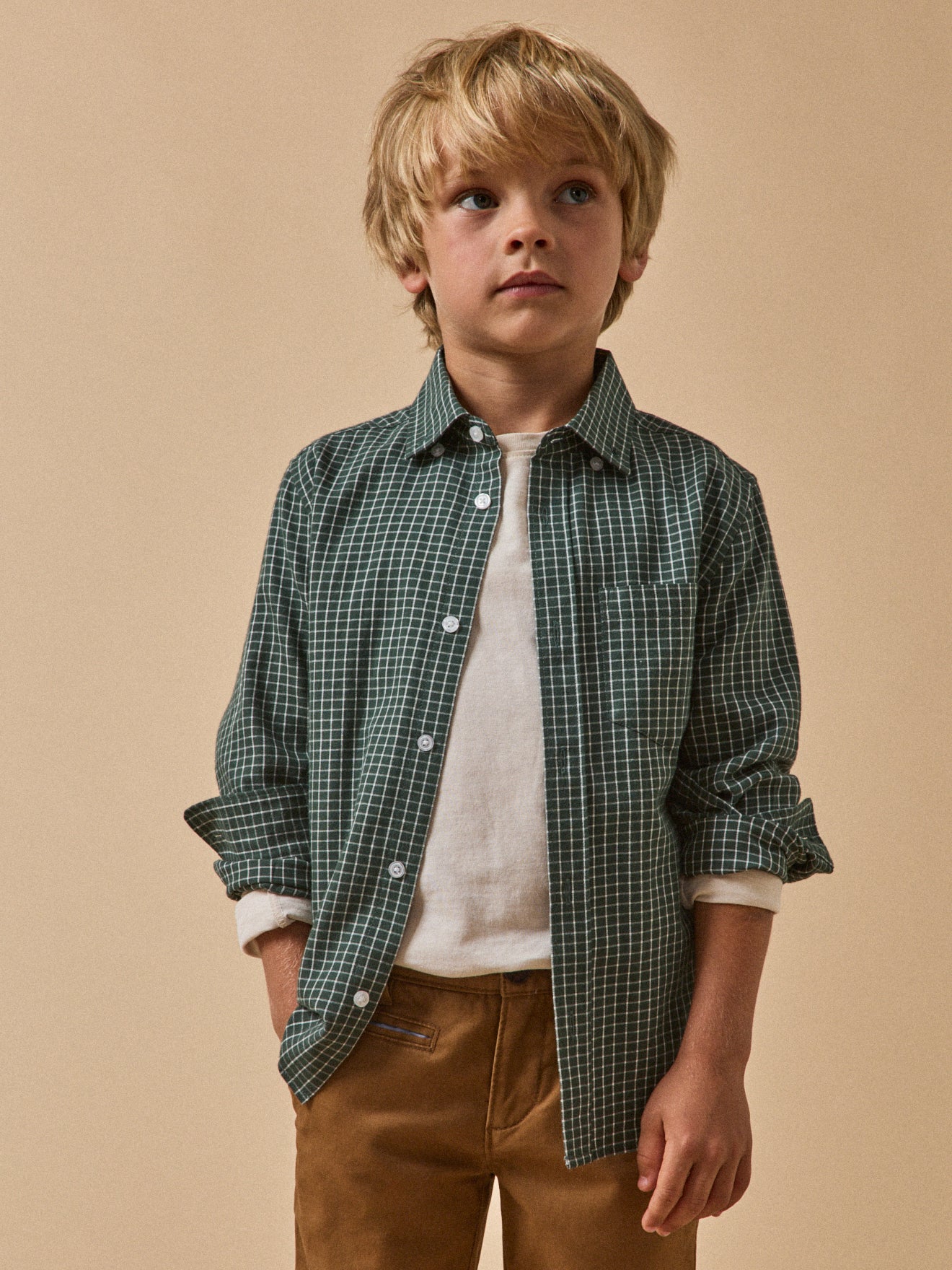 Jungenhemd in Flanelloptik mit Karomuster