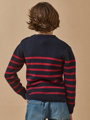 Pull marinière Garçon en laine majoritaire