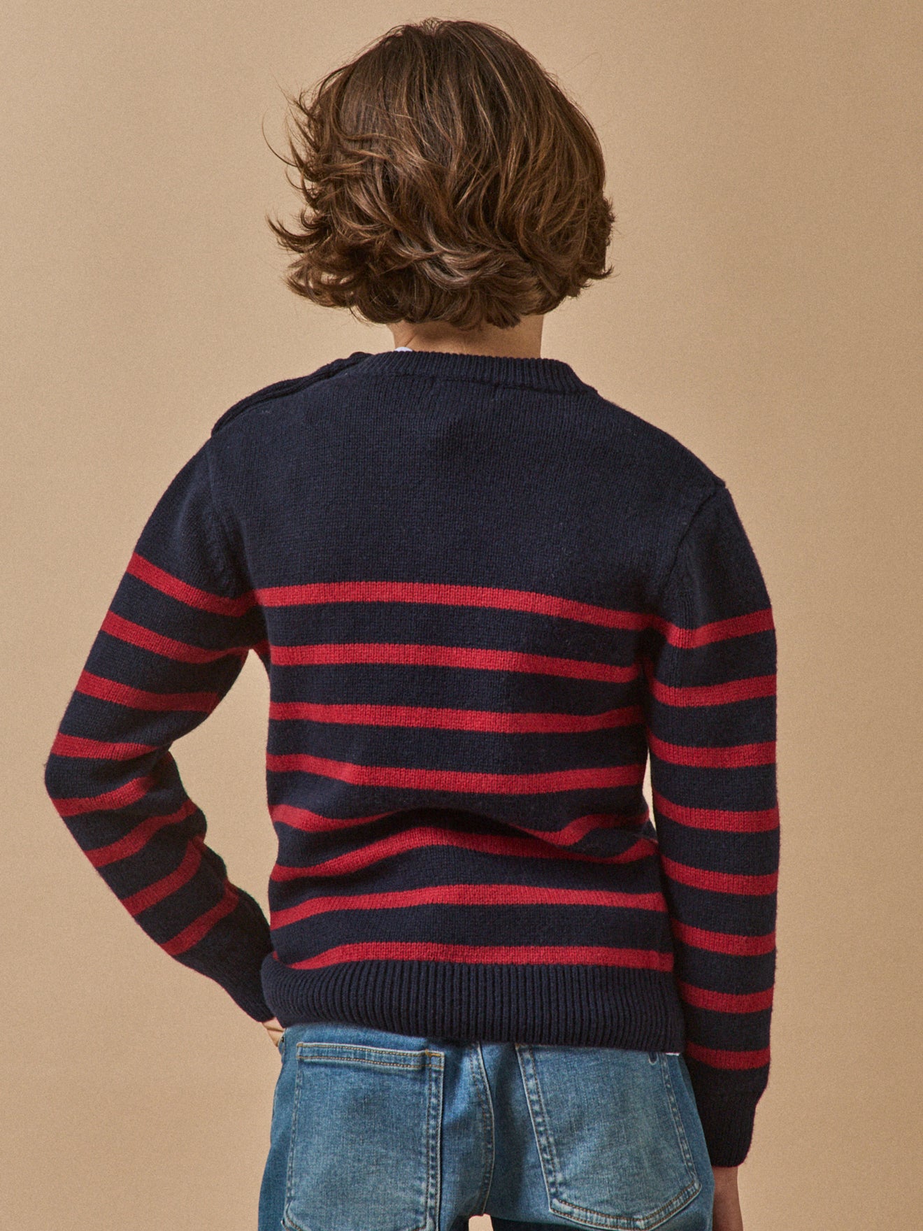 Pull marinière Garçon en laine majoritaire
