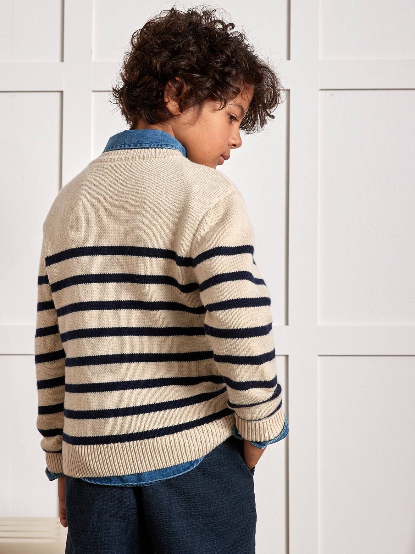 Pull marinière Garçon en laine majoritaire