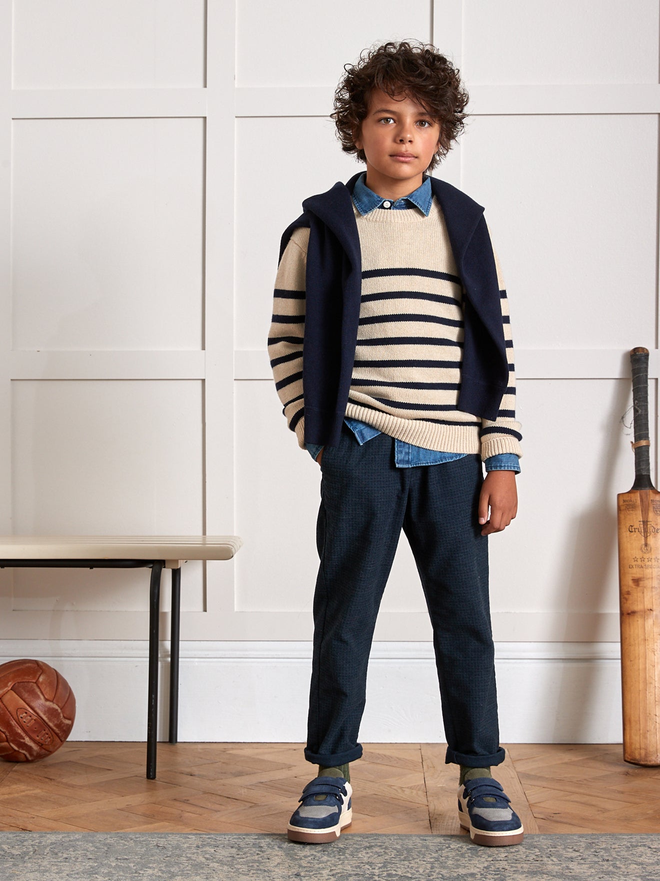 Pull marinière Garçon en laine majoritaire