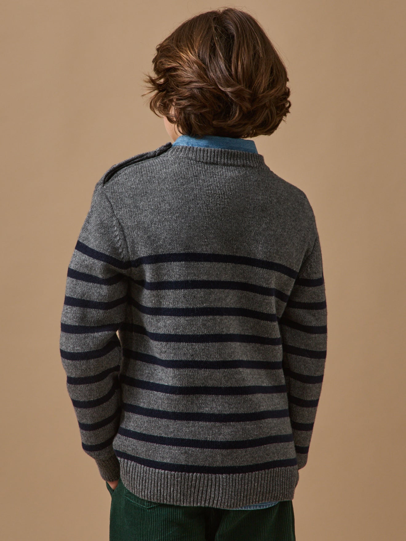 Pull marinière Garçon en laine majoritaire