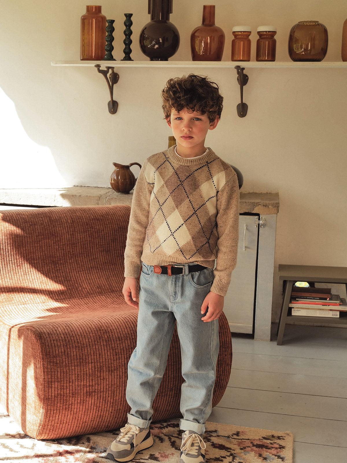 Jungen Jacquard-Pullover mit Wolle