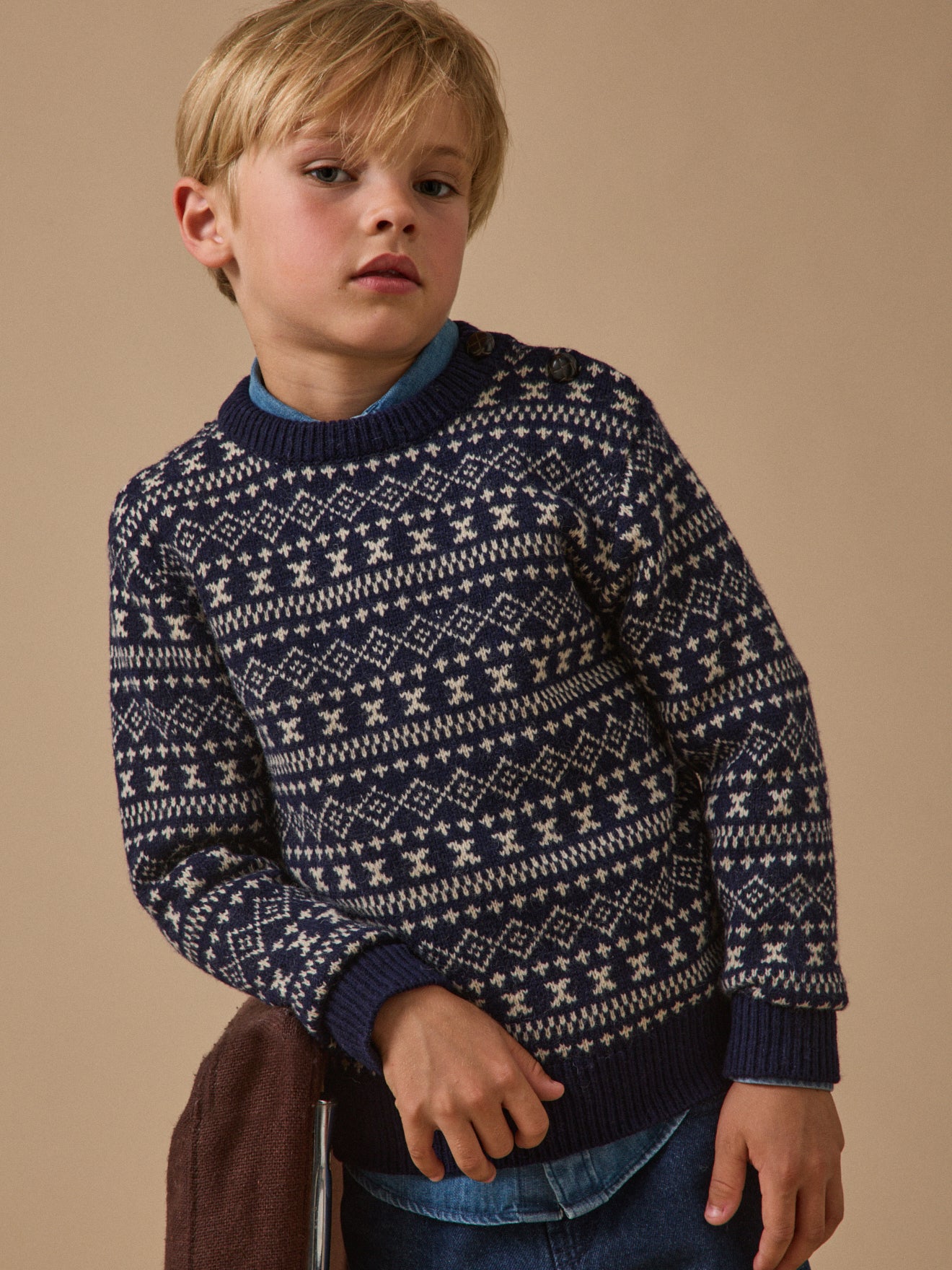Pull jacquard avec laine Garçon