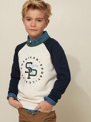 Jungen-Sweatshirt mit Blockfarben - Bio-Baumwolle